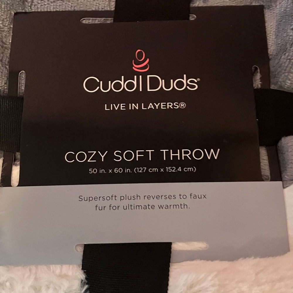 Cuddl Duds Cozy Soft Throw - Light Gray and Cream